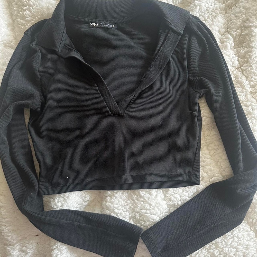 Zara long sleeve crop top